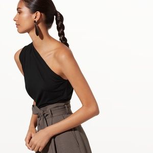 Artizia Babaton Taddeo One Shoulder Black Tank Top